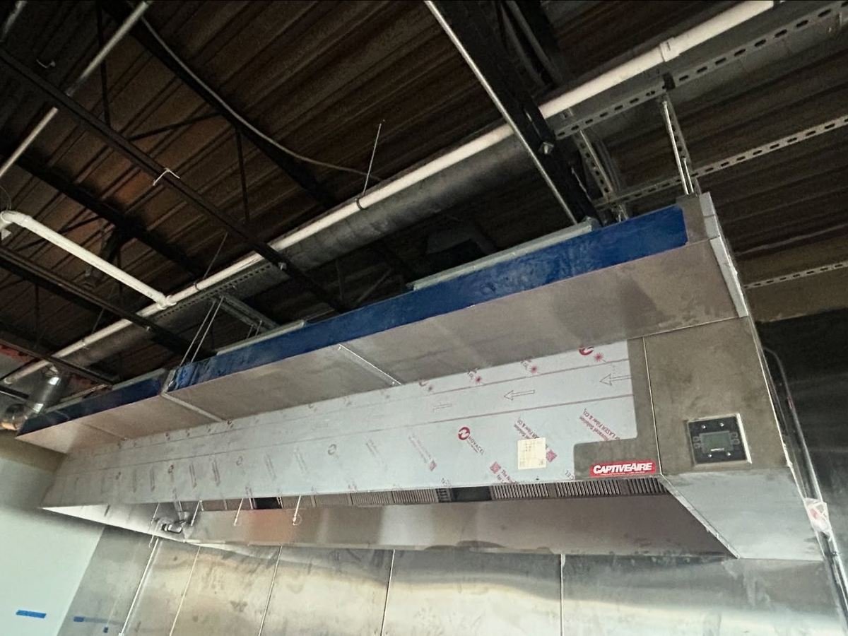 Large commercial duct run installed overhead